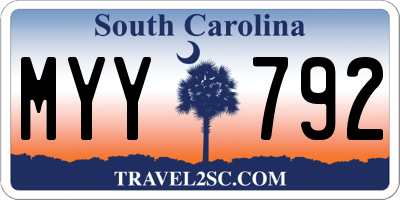 SC license plate MYY792