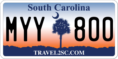 SC license plate MYY800