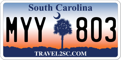 SC license plate MYY803
