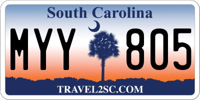 SC license plate MYY805