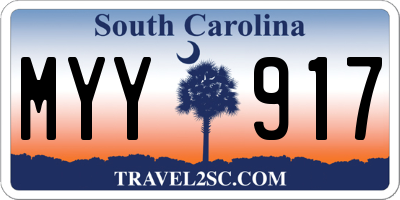 SC license plate MYY917