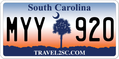 SC license plate MYY920