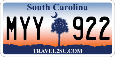 SC license plate MYY922