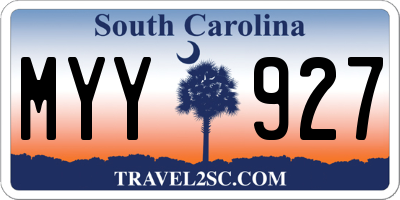 SC license plate MYY927