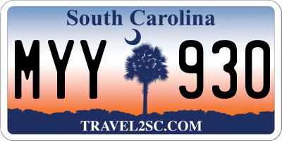 SC license plate MYY930