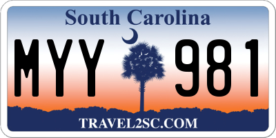 SC license plate MYY981