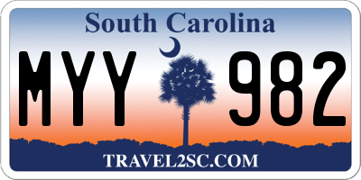 SC license plate MYY982