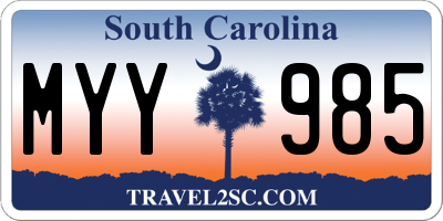 SC license plate MYY985
