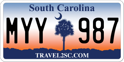 SC license plate MYY987