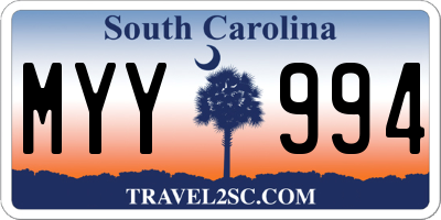 SC license plate MYY994