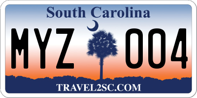 SC license plate MYZ004