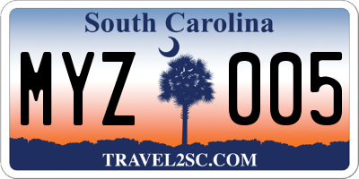 SC license plate MYZ005