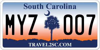 SC license plate MYZ007