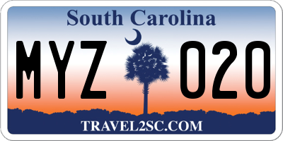SC license plate MYZ020