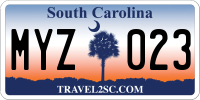 SC license plate MYZ023