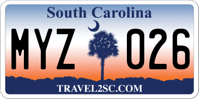 SC license plate MYZ026
