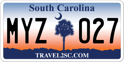 SC license plate MYZ027