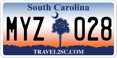 SC license plate MYZ028