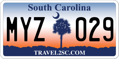 SC license plate MYZ029
