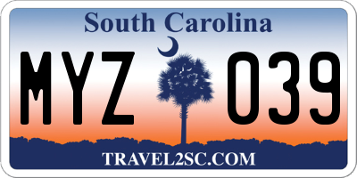 SC license plate MYZ039