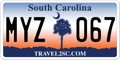 SC license plate MYZ067
