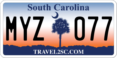 SC license plate MYZ077
