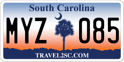 SC license plate MYZ085