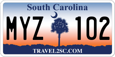 SC license plate MYZ102