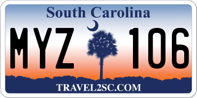 SC license plate MYZ106