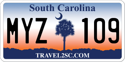 SC license plate MYZ109