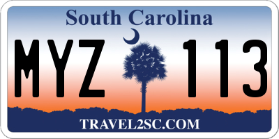 SC license plate MYZ113