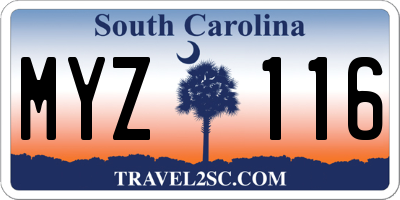 SC license plate MYZ116