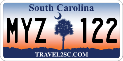 SC license plate MYZ122