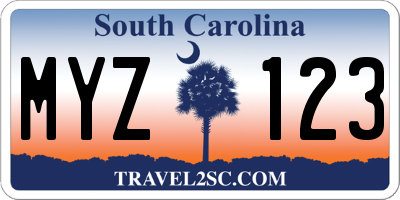 SC license plate MYZ123