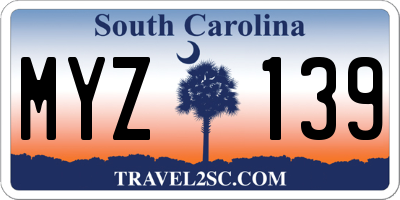 SC license plate MYZ139