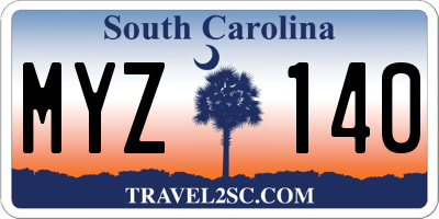 SC license plate MYZ140