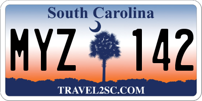 SC license plate MYZ142