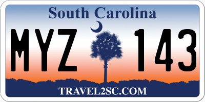 SC license plate MYZ143