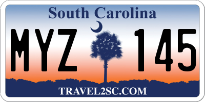 SC license plate MYZ145