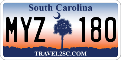 SC license plate MYZ180