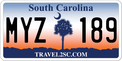 SC license plate MYZ189
