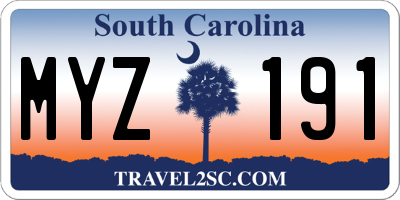 SC license plate MYZ191