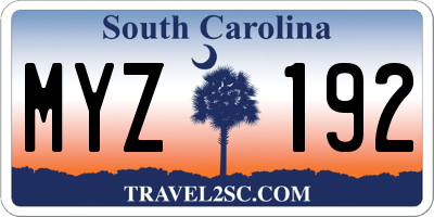 SC license plate MYZ192