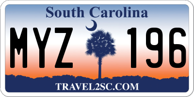 SC license plate MYZ196
