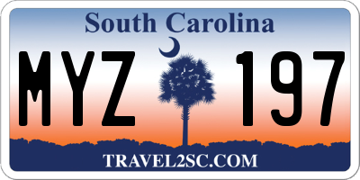 SC license plate MYZ197