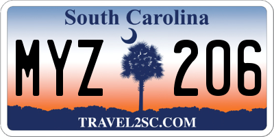 SC license plate MYZ206