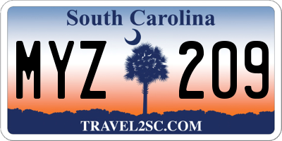 SC license plate MYZ209