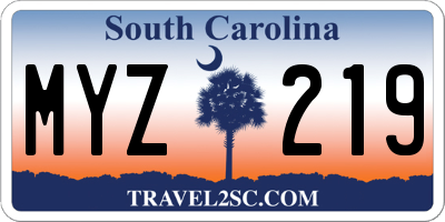 SC license plate MYZ219