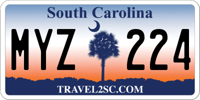 SC license plate MYZ224