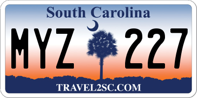 SC license plate MYZ227